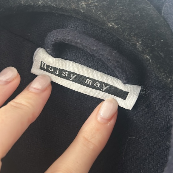 Noisy May Women's Navy Longline Classic Button Front Trench Coat Size Medium - Picture 3 of 5